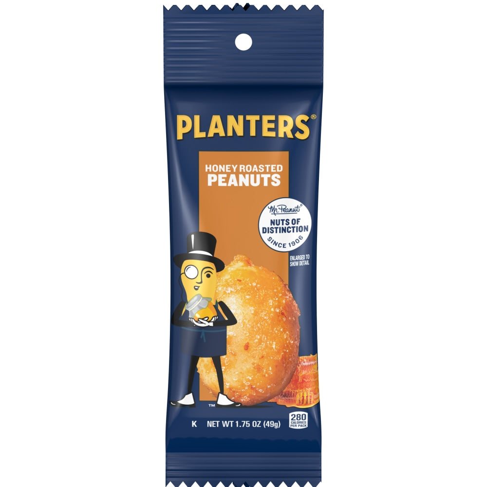 Planters Honey Roasted Peanuts, 1.75 Oz, Box Of 18 Bags