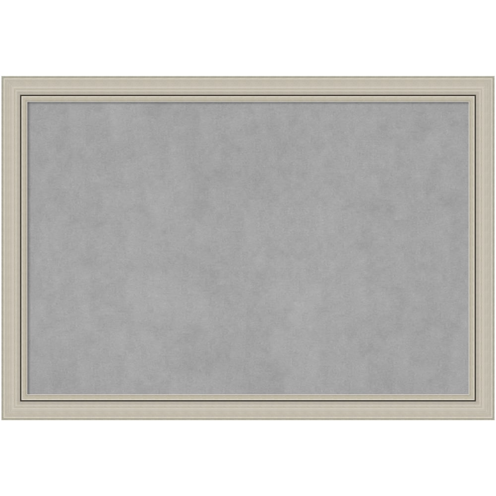 Amanti Art Narrow Magnetic Bulletin Board, Steel/Aluminum, 40in x 28in, Romano Silver Wood Frame