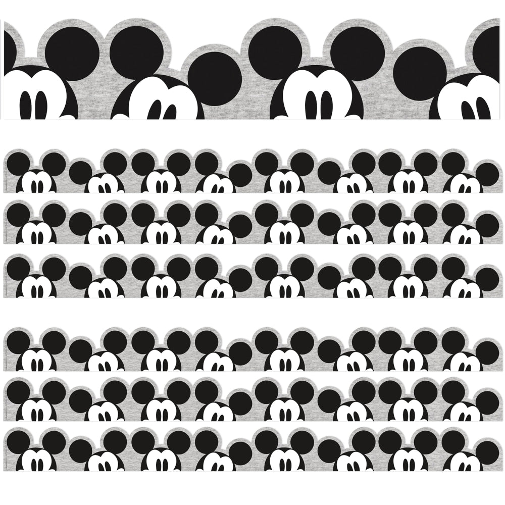 Eureka School Extra-Wide Deco Trim, Mickey Mouse Throwback Peeking, 37' Per Pack, Set Of 3 Packs