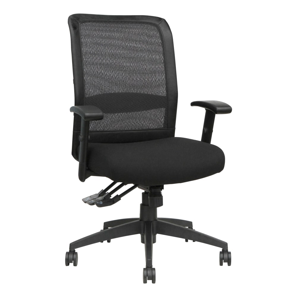 Lorell Ergonomic Flexible Mesh High-Back Multifunction Chair, Fabric Seat, Black