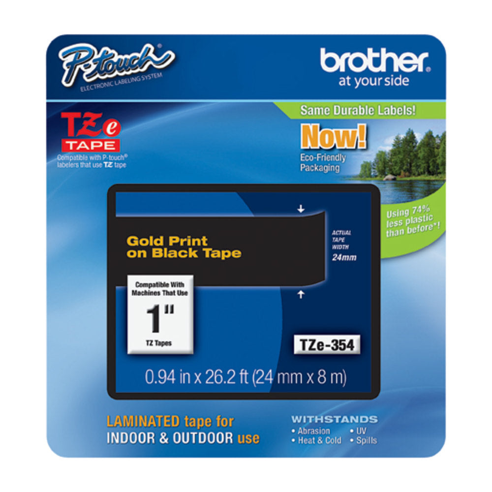 Brother P-Touch TZe Laminated Tape - 15/16in Width - Rectangle - Thermal Transfer - Gold, Black - 1 Each - Water Resistant - Grease Resistant, Grime Resistant, Temperature Resistant