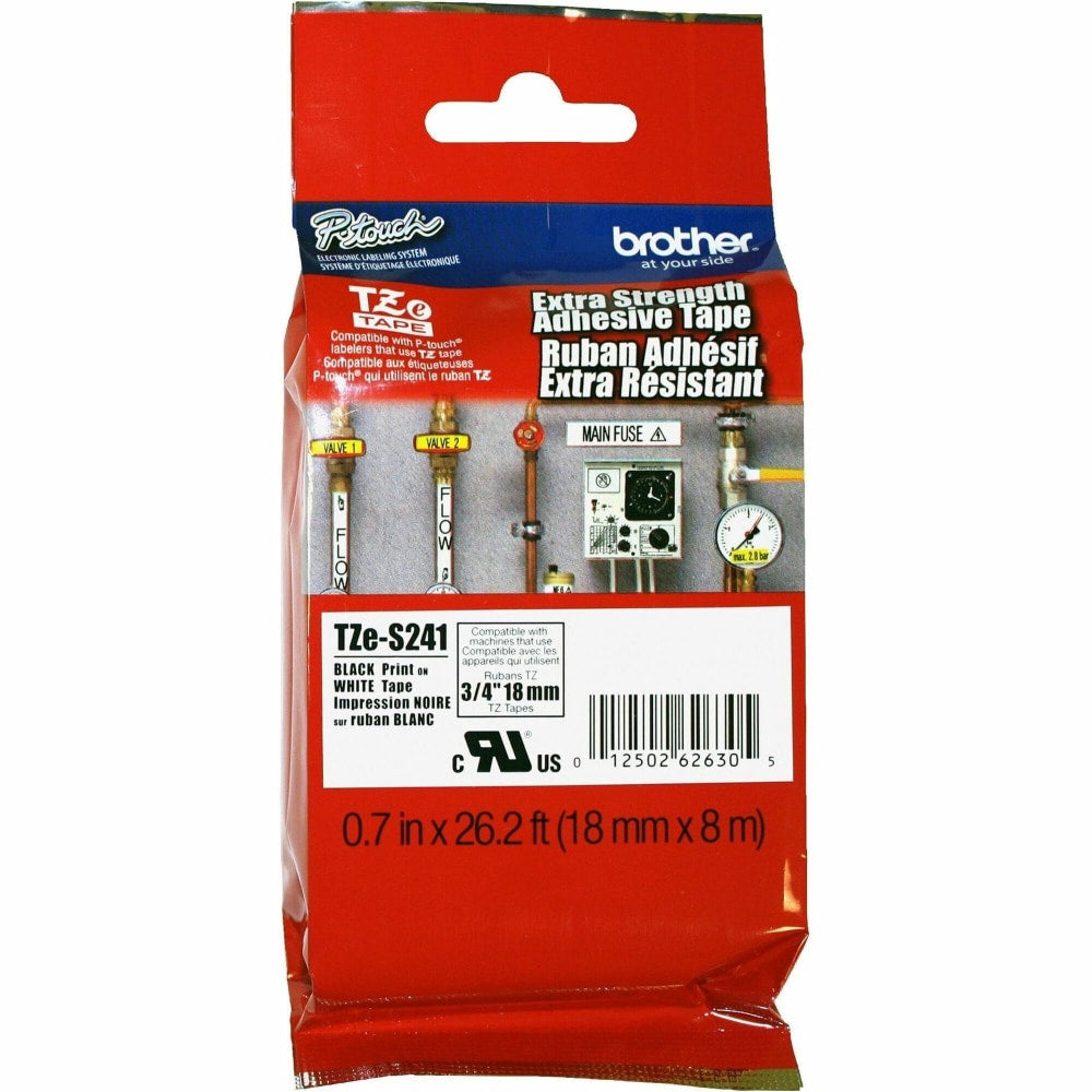 Brother Extra Strength Adhesive 3/4in Lamntd Tapes - 45/64in Width x 26 1/4 ft Length - Thermal Transfer - White, Black - Polyethylene - 1 Each