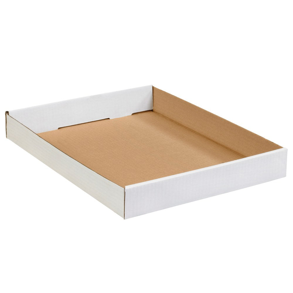 Partners Brand Corrugated Trays, 1 3/4inH x 12inW x 15inD, White, Pack Of 50
