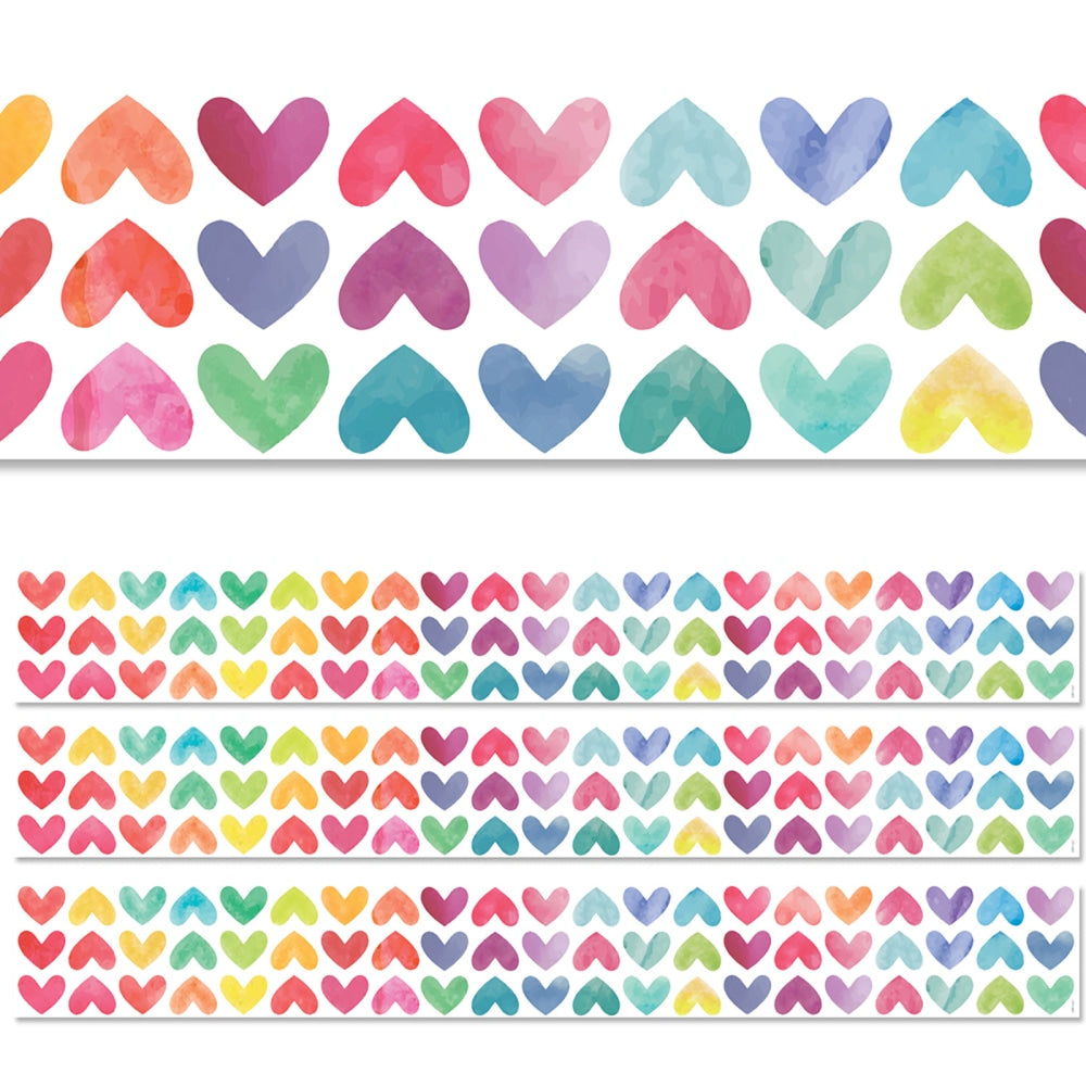Creative Teaching Press EZ Borders, Colorful Hearts, 48' Per Pack, Set Of 3 Packs