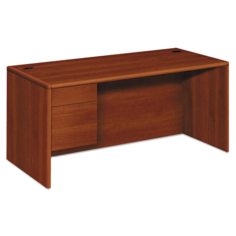 10700 Series "l" Workstation Desk With Three-Quarter Height Pedestal On Left, 66" X 30" X 29.5", Cognac