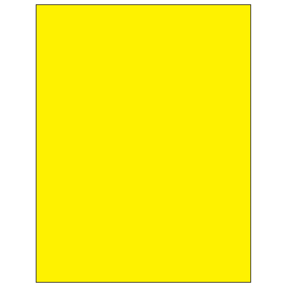 Tape Logic Permanent Labels, LL185YE, Rectangle, 8 1/2in x 11in, Fluorescent Yellow, Case Of 100