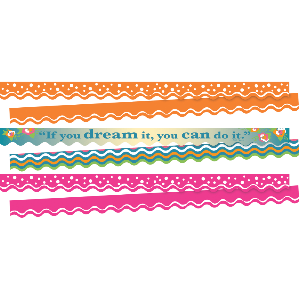 Barker Creek Double-Sided Scalloped Borders, 2-1/4in x 36in, Dream It, 13 Strips Per Pack, Set Of 3 Packs