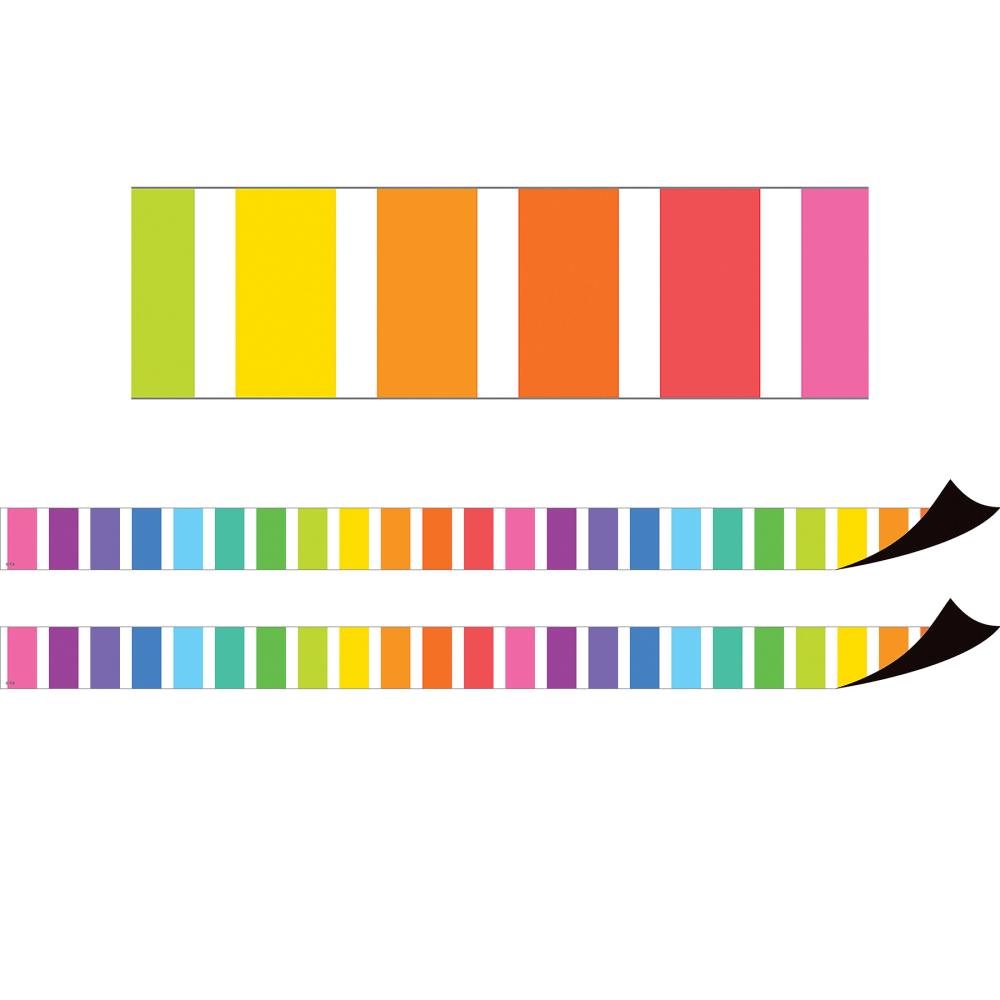 Teacher Created Resources Magnetic Border, Colorful Stripes, 24ft Per Pack, Set Of 2 Packs