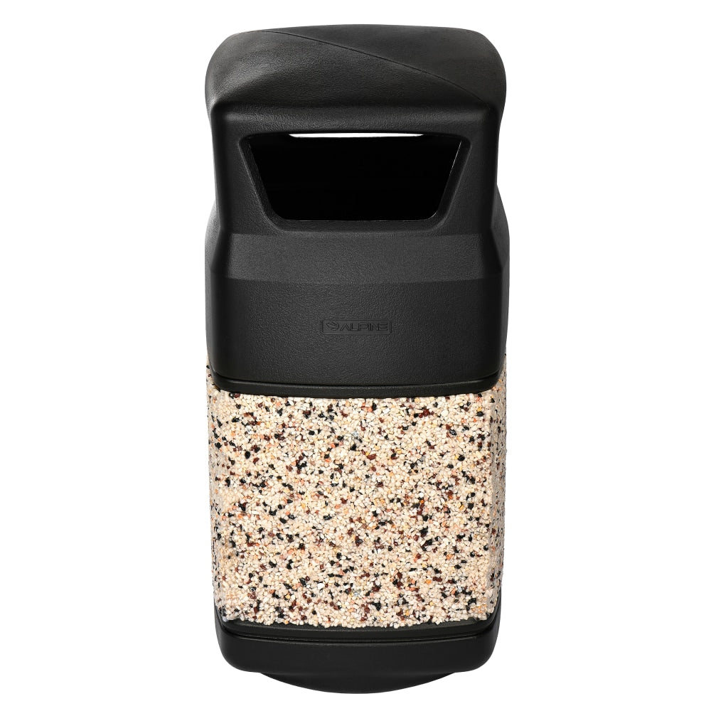 Alpine 16-Gallon Outdoor Commercial Trash Can, Dome Lid, Black/Decorative