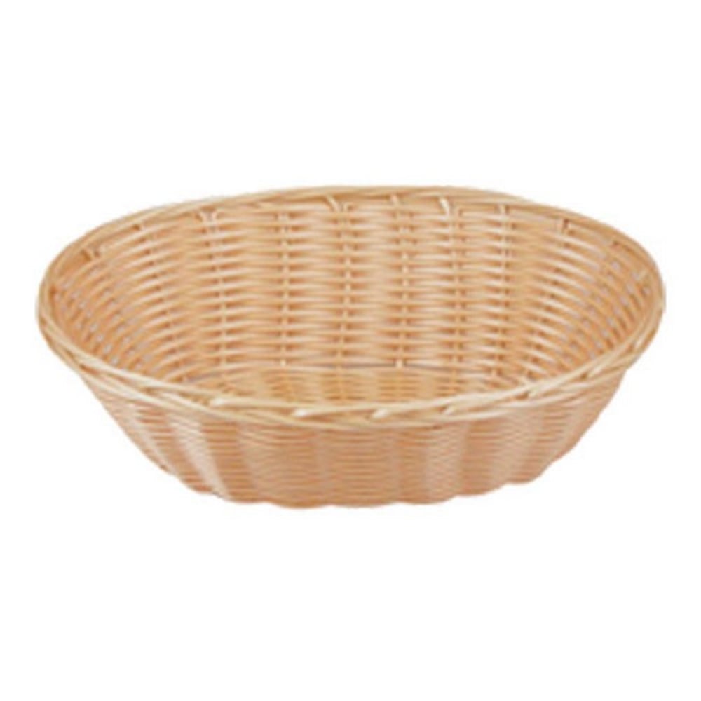 Tablecraft Oval Woven Plastic Baskets, 2-1/4inH x 6inW x 9inD, Beige, Pack Of 12 Baskets