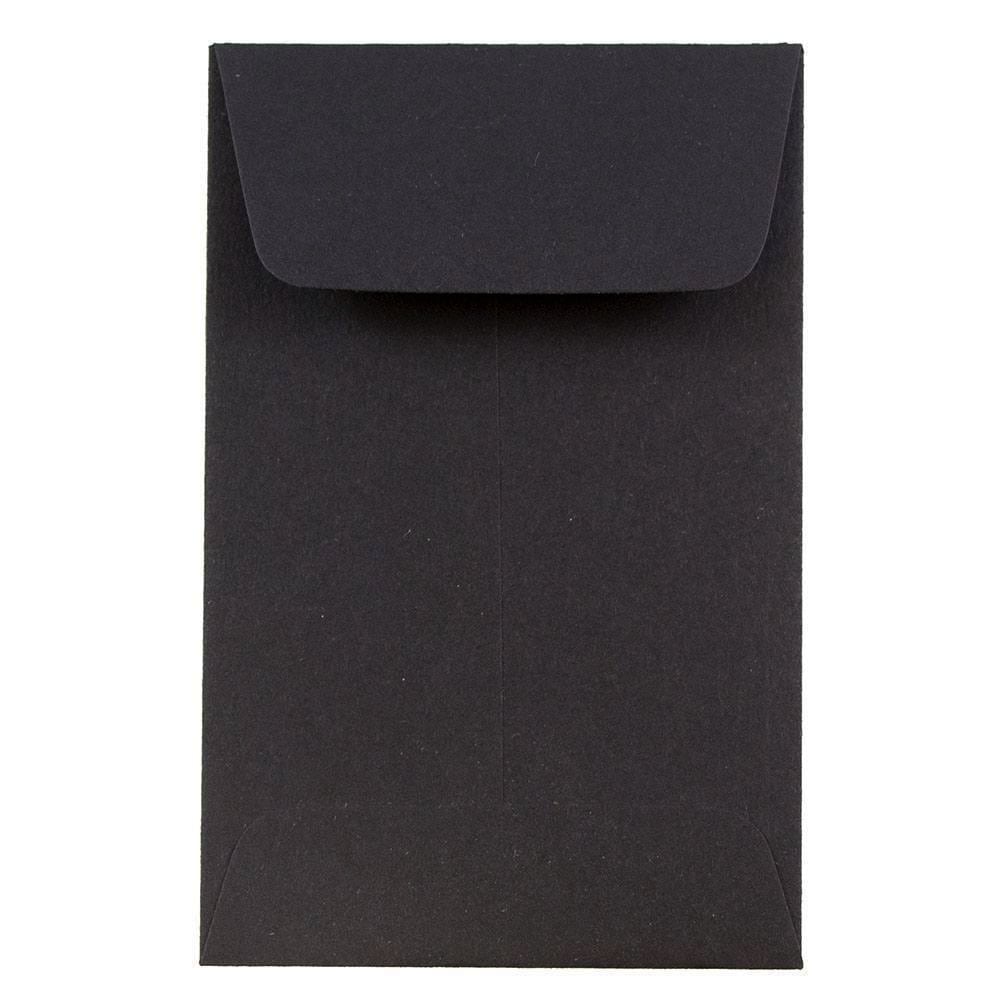 JAM PAPER #1 Coin Business Envelopes, 2 1/4in x 3 1/2in, Smooth Black, Pack Of 25