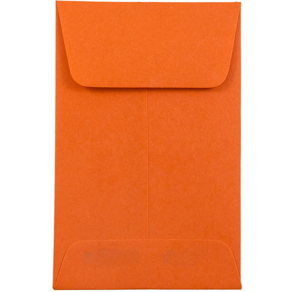 JAM Paper Coin Envelopes, #1, Gummed Seal, Orange, Pack Of 25