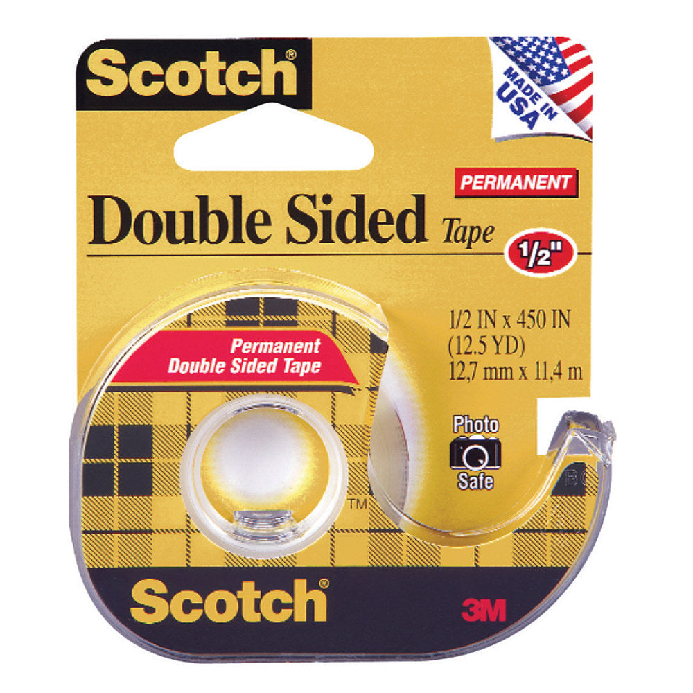 Scotch 137 Photo-Safe Double-Sided Tape In Dispenser, 1/2in x 450in, Clear