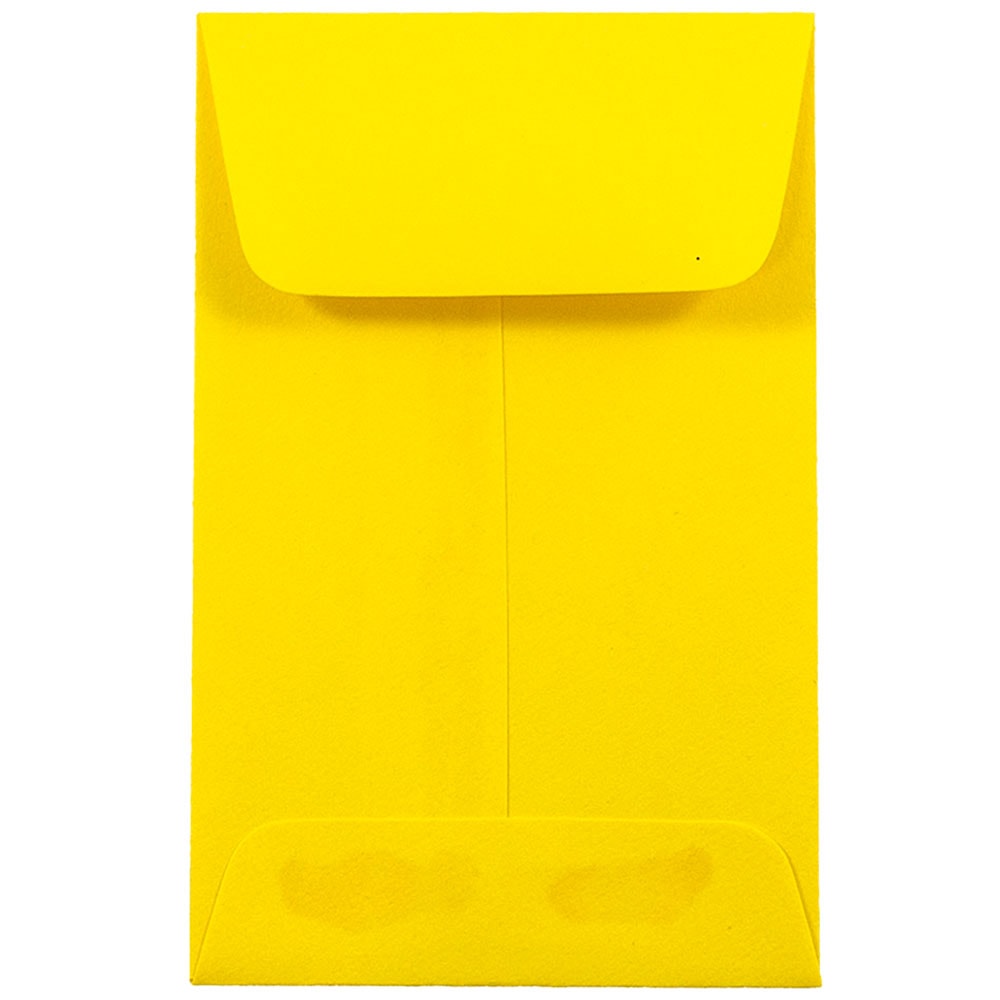JAM PAPER #1 Coin Business Colored Envelopes, 2 1/4in x 3 1/2in, Yellow, Pack Of 25