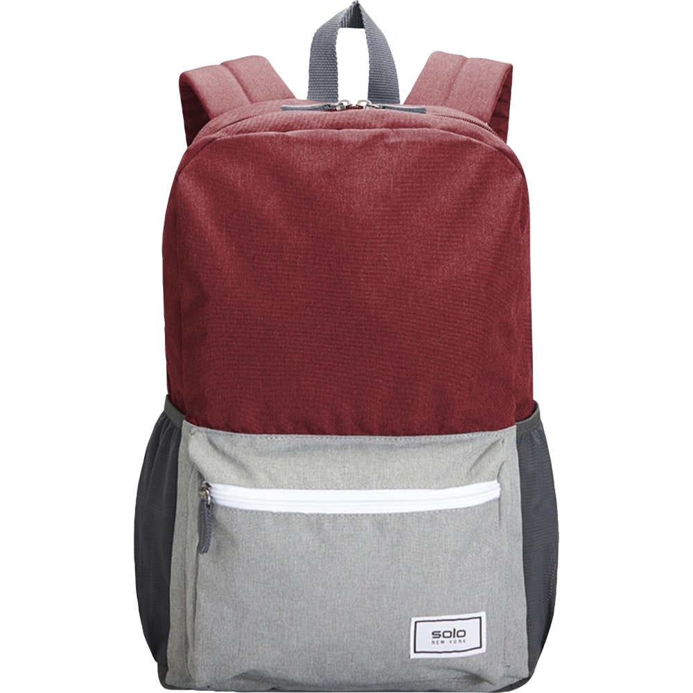 Solo New York ReSolve Backpack With 15.6in Laptop Pocket, 51% Recycled, Gray/Red