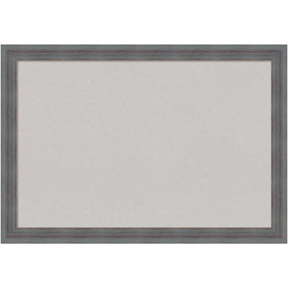 Amanti Art Dixie Non-Magnetic Cork Bulletin Board, 26in x 18in, Gray, Blue Gray Wood Frame