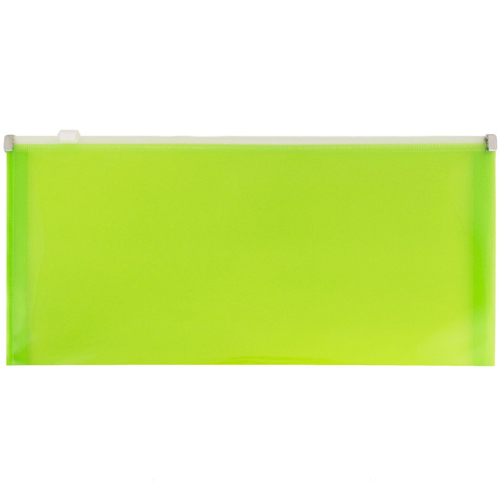 JAM Paper #10 Plastic Envelopes, Zipper Closure, Green, Pack Of 12