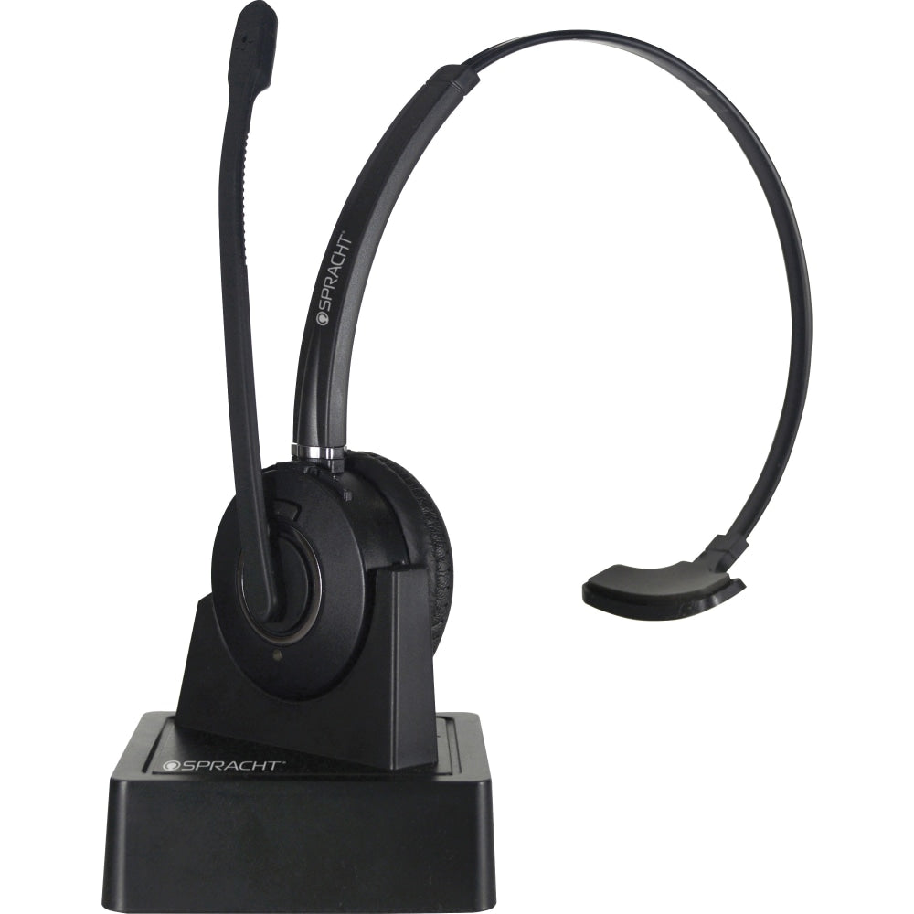 Spracht ZUM COMBO Bluetooth/USB Wireless Headset + Base - Mono - Wireless - Bluetooth - 33 ft - 32 Ohm - 300 Hz - 3.40 kHz - Over-the-head - Monaural - Supra-aural - Noise Cancelling, Noise Reduction, Echo Cancelling, Uni-directional Microphone - Black