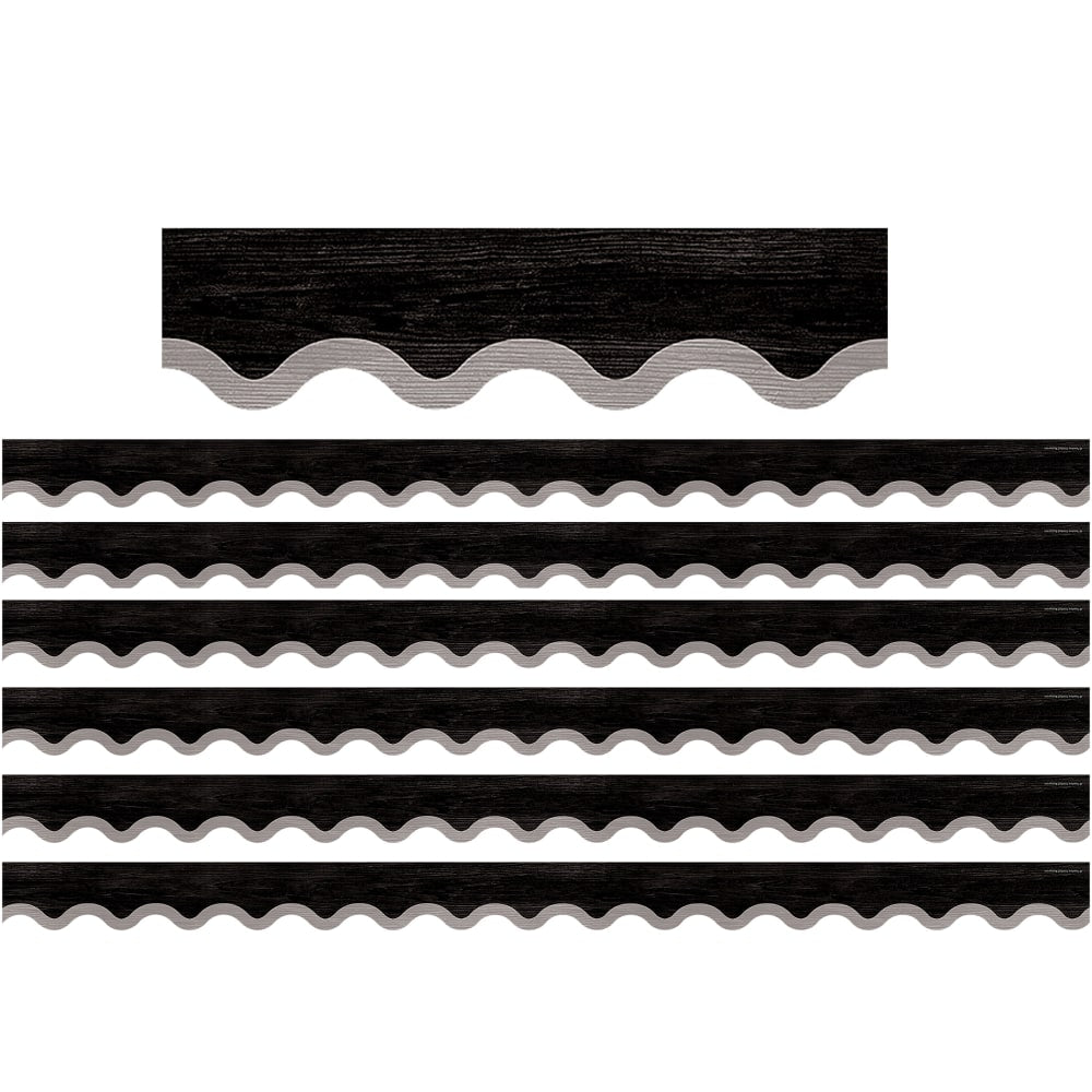Teacher Created Resources Scalloped Border Trim, Modern Farmhouse Black/Gray, 35ft Per Pack, Set Of 6 Packs