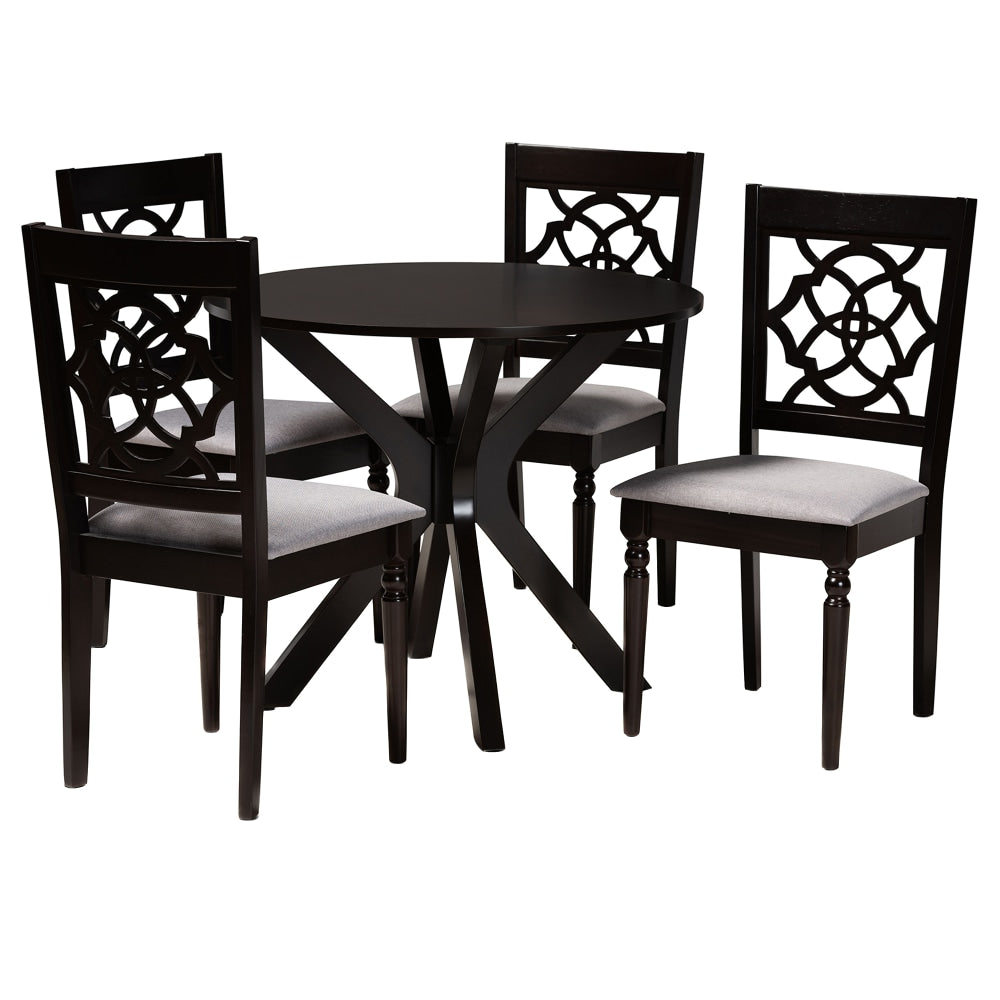 Baxton Studio Sadie Dining Set, 29-15/16inH x 35-7/16inW x 35-7/16inD, Gray/Dark Brown