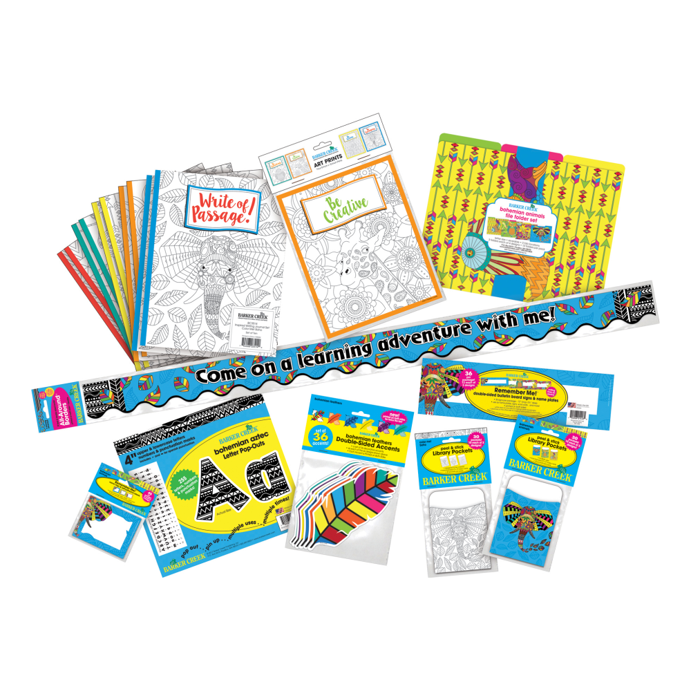 Barker Creek Classroom Decor Set, Bohemian Animal Decor And Journal Set, Pre-K To College