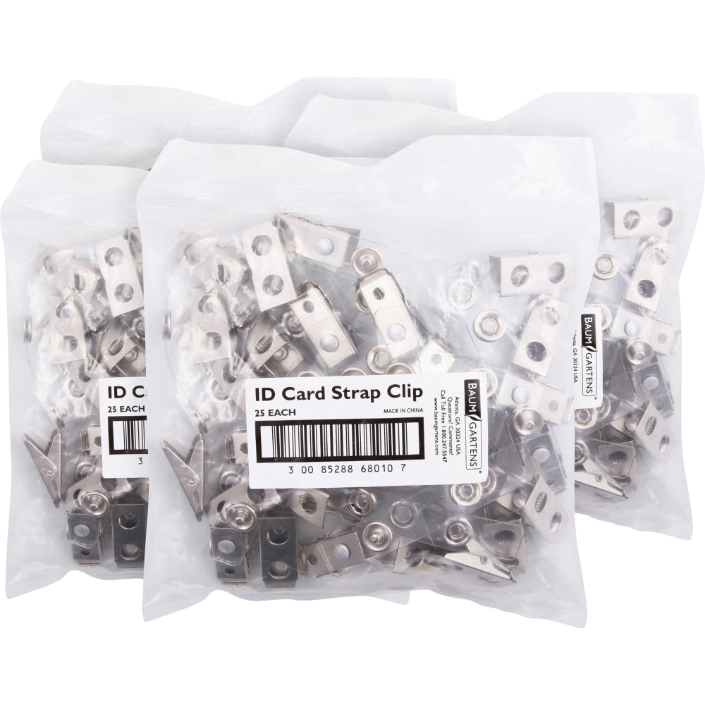 SICURIX ID Badge Holder Strap Clip Adapter, 2/5in, Clear, Box of 25