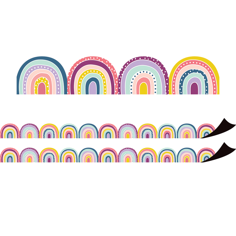 Teacher Created Resources Magnetic Border, Oh Happy Day Rainbows, 24ft Per Pack, Set Of 2 Packs