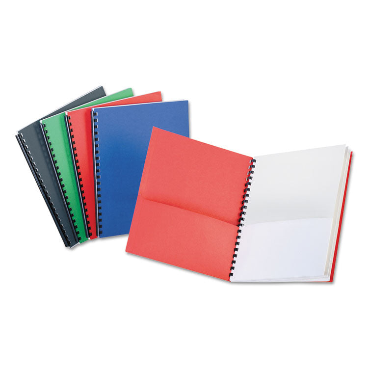 Eight-Pocket Organizer, Embossed Leather Grain, 11 X 8.5, Assorted Colors With White Pockets