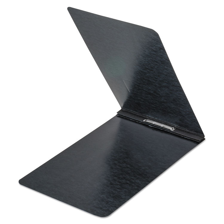 Pressboard Report Cover With Reinforced Top Hinge, Two-Prong Metal Fastener, 2" Capacity, 8.5 X 14, Black/black