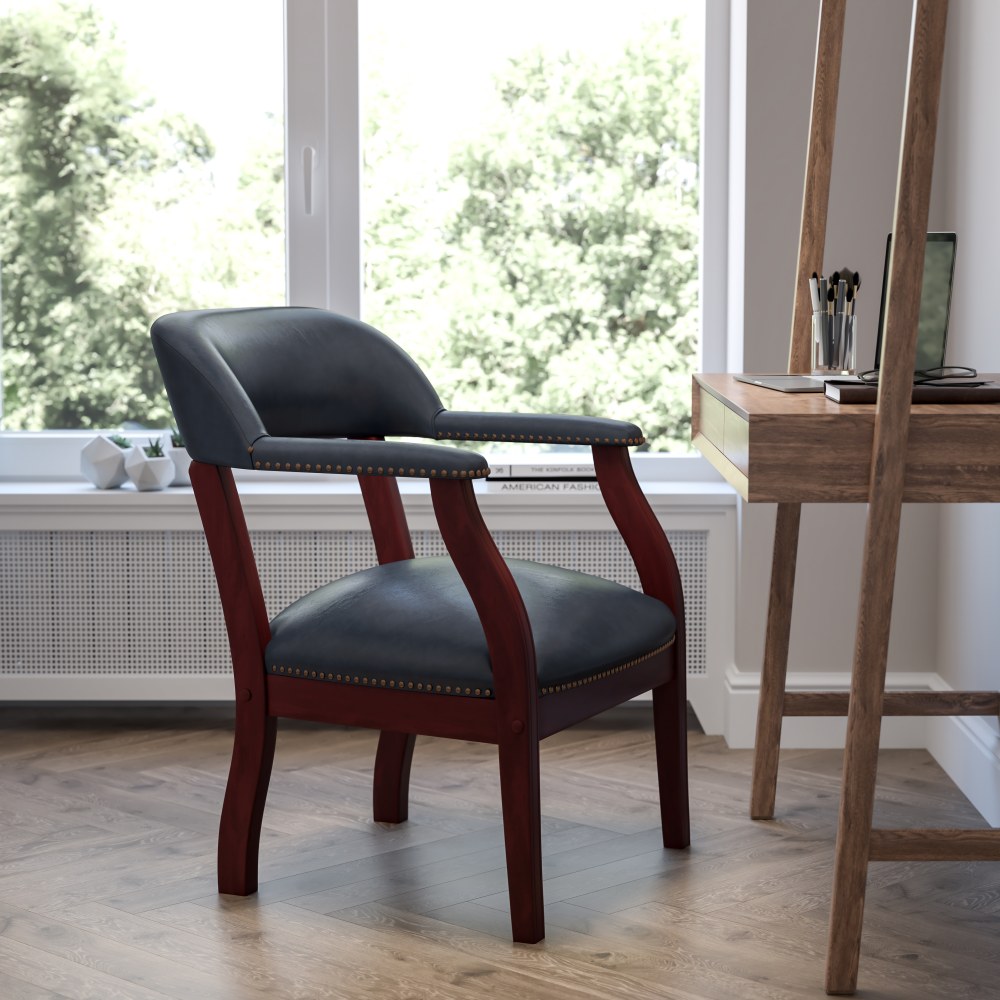 Flash Furniture Vinyl Conference Chair with Accent Nail Trim, Navy