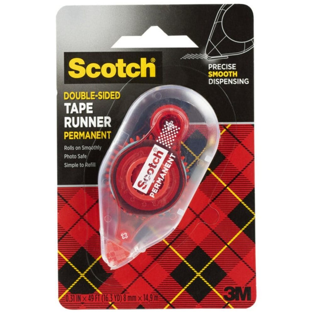 Scotch Double-Sided Tape Runner, Clear, 1/3in x 588in