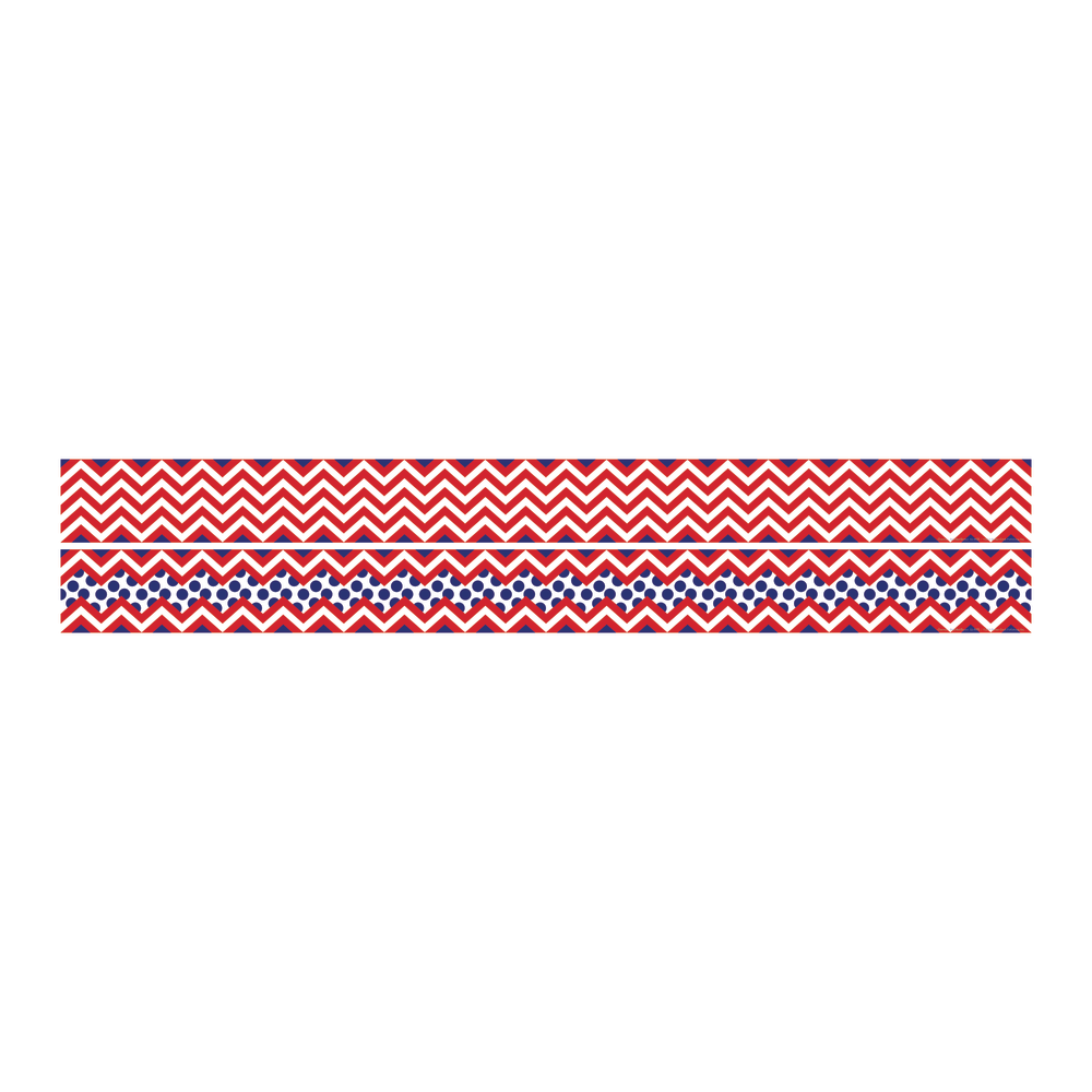 Barker Creek Double-Sided Straight-Edge Border Strips, 3in x 35in, Chevron Red, Pack Of 12