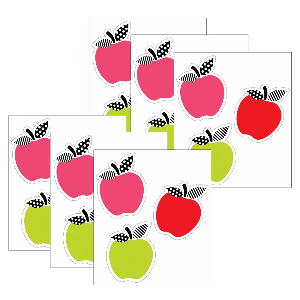 Carson Dellosa Education Mini Cut-Outs, Schoolgirl Style Black, White & Stylish Brights Apples, 36 Pieces Per Pack, Set Of 6 Packs