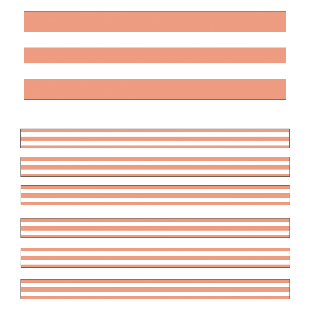 Carson Dellosa Education Straight Borders, Schoolgirl Style Simply Stylish Coral & White Stripes, 36ft Per Pack, Set Of 6 Packs