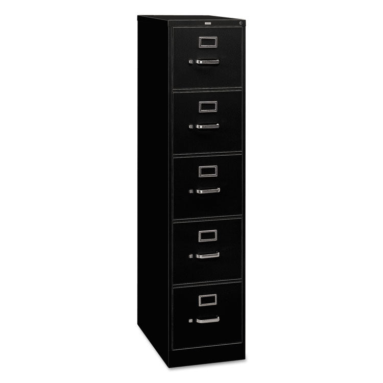 310 Series Vertical File, 5 Legal-Size File Drawers, Black, 18.25" X 26.5" X 60"