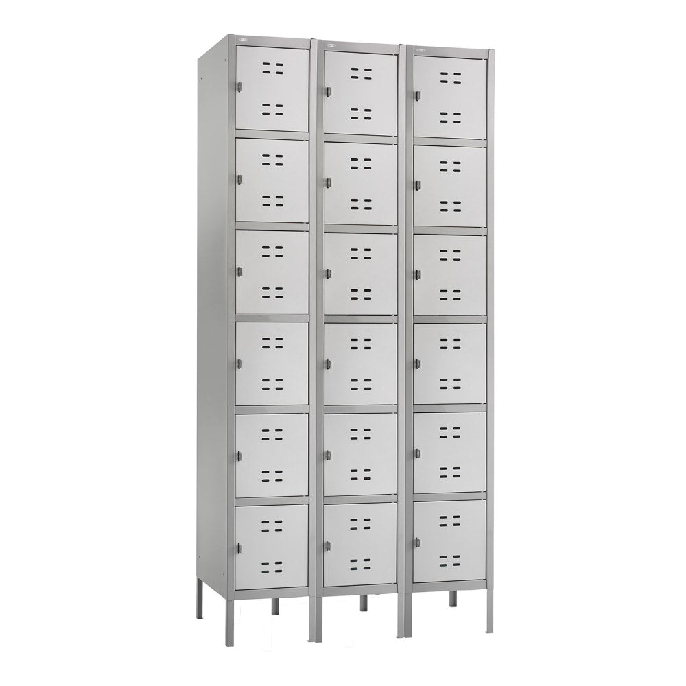 Safco Six-Tier Two-Tone 3-Column Locker With Legs, 78inH x 36inW x 18inD, Gray