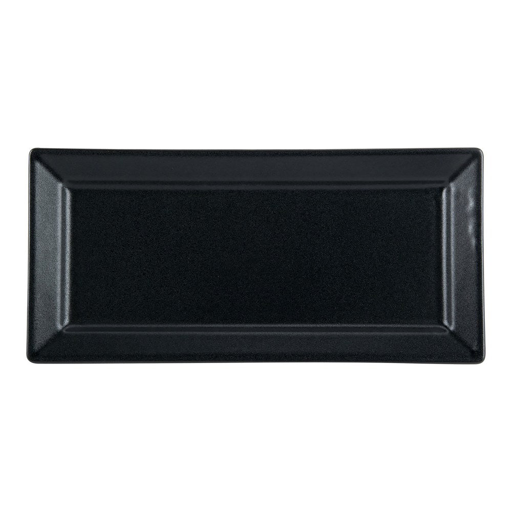 Foundry Ceramic Rectangular Platters, 14 1/4in x 6 3/4in, Black, Pack Of 6 Platters