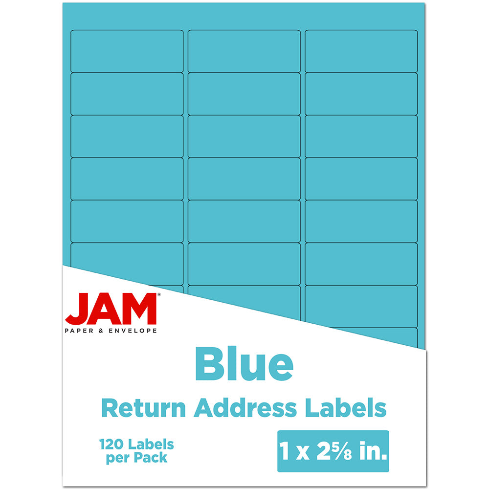 JAM Paper Mailing Address Labels, Rectangle, 2 5/8in x 1in, Blue, Pack Of 120