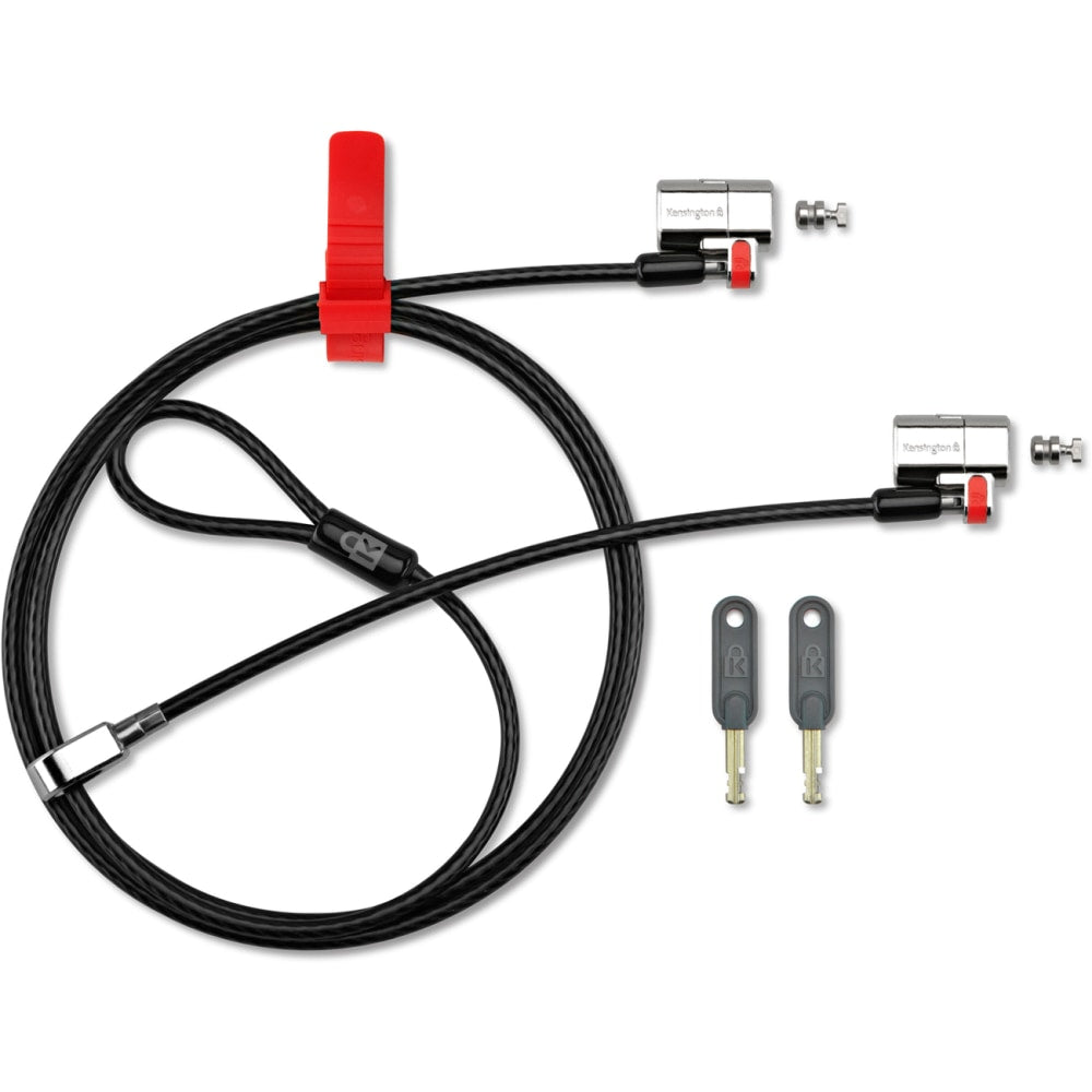 Kensington ClickSafe K64640 Twin Laptop Cable Lock - Master - Keyed Lock - Carbon Steel - 5.67 ft