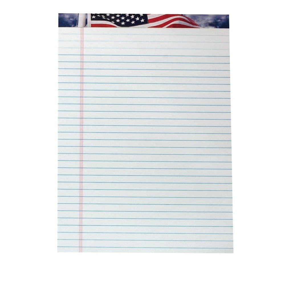 TOPS American Pride Writing Tablet, 8 1/2in x 11 3/4in, 16 Lb, Legal Rule, White, 50 Sheets Per Pad, Pack Of 12 Pads