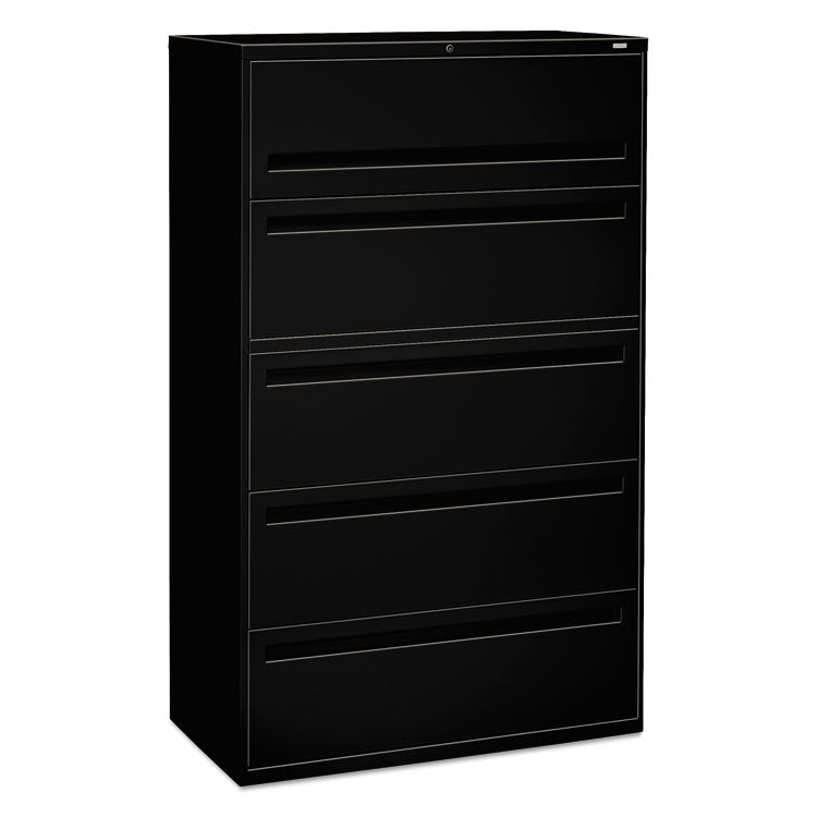 Brigade 700 Series Lateral File, 4 Legal/letter-Size File Drawers, 1 File Shelf, 1 Post Shelf, Black, 42" X 18" X 64.25"