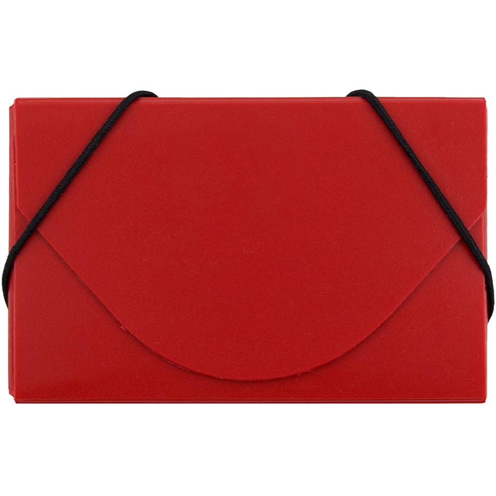 JAM Paper Plastic Business Card Case With Round Flap, 3 1/2in x 2 1/4in x 1/4in, Red
