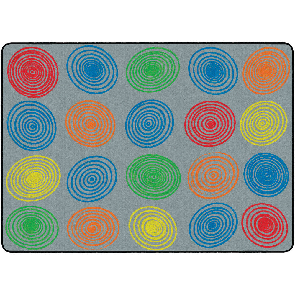 Flagship Carpets Circles Rug, Rectangle, 6ft x 8ft 4in, Gray/Multicolor