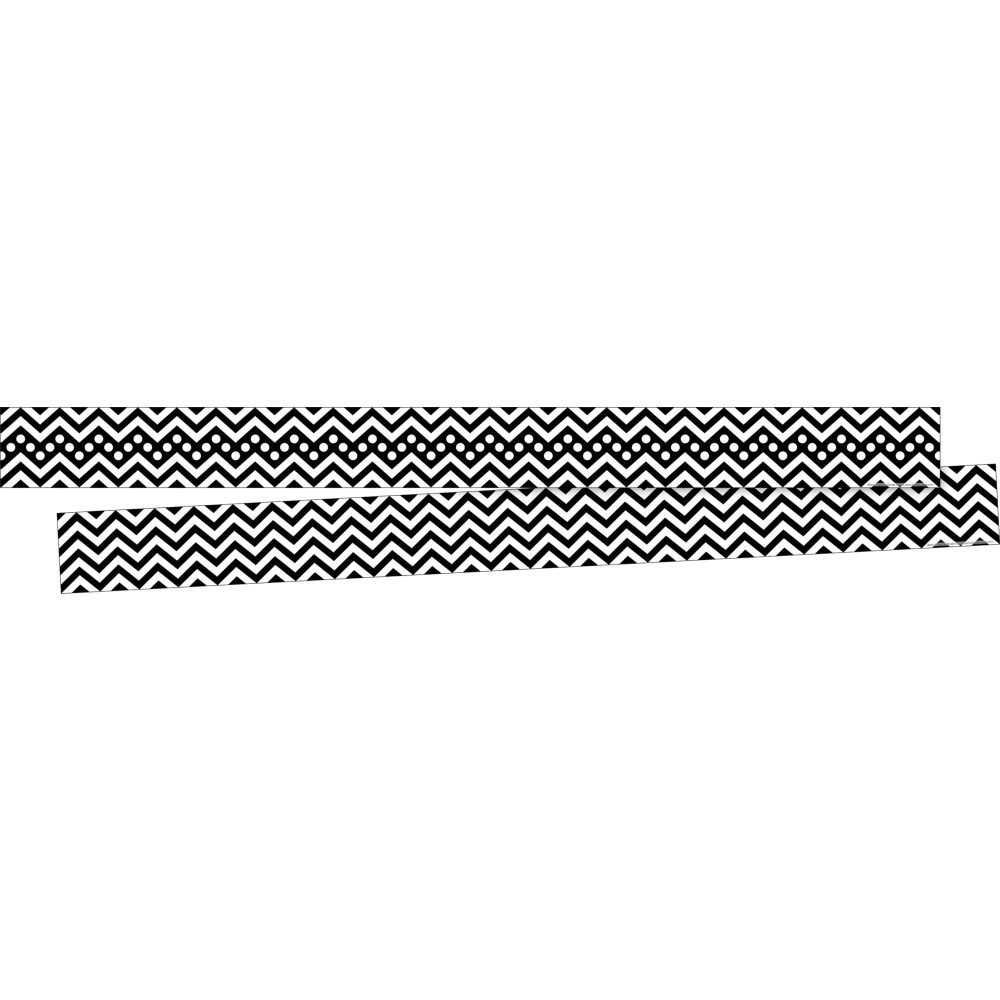 Barker Creek Double-Sided Straight-Edge Border Strips, 3in x 35in, Chevron Black, Pack Of 12