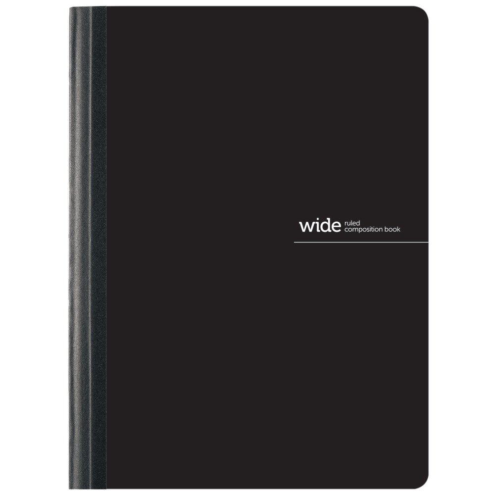 Office Depot Brand Poly Composition Book, 7-1/4in x 9-3/4in, Wide Ruled, 80 Sheets, Black