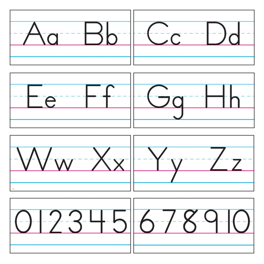 TREND Bulletin Board Set, Alphabet Manuscript, 8in x 18in, White, Grades PreK  - 1
