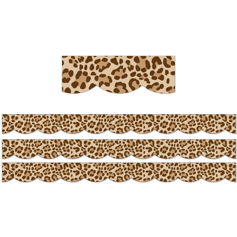 Carson Dellosa Education Scalloped Border, Schoolgirl Style Simply Safari Leopard, 39ft Per Pack, Set Of 3 Packs