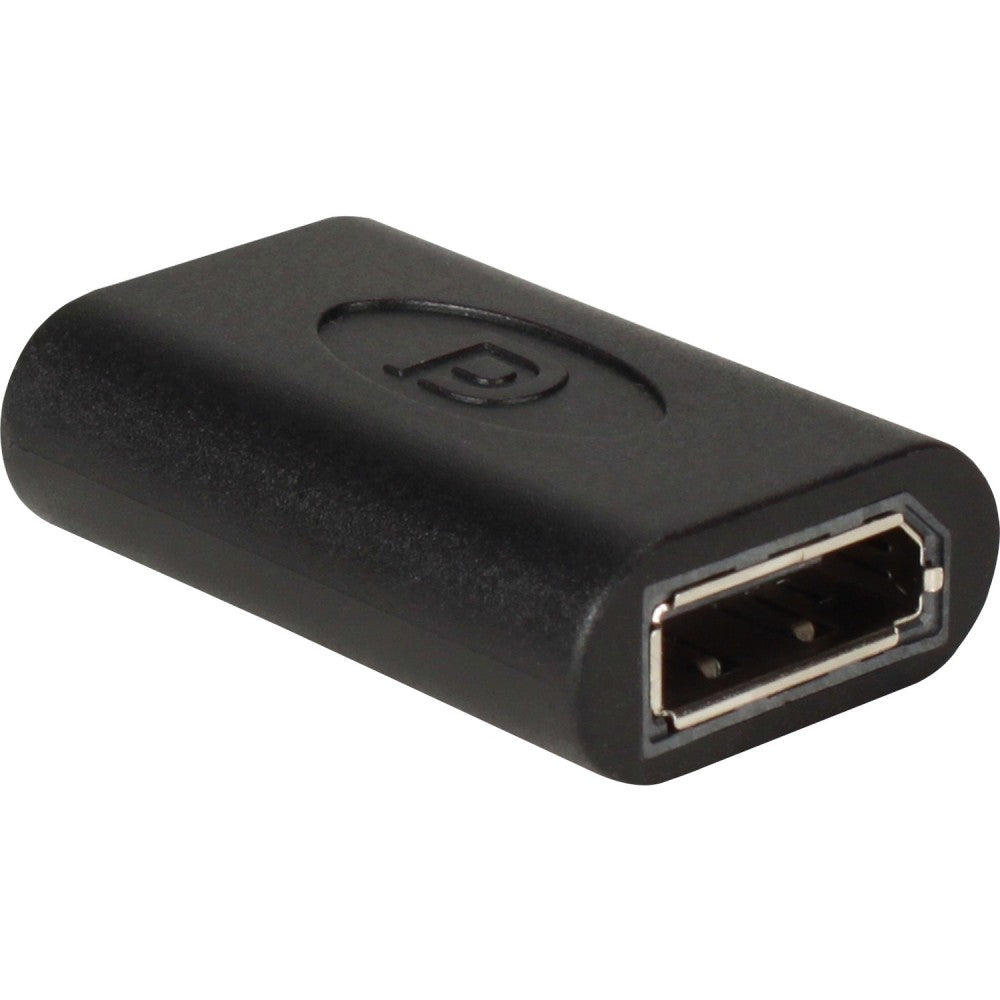 QVS DisplayPort Female to Female Digital A/V Gender Changer/Coupler - 1 x DisplayPort Digital Audio/Video Female - 1 x DisplayPort Digital Audio/Video Female - 3840 x 2160 Supported - Black