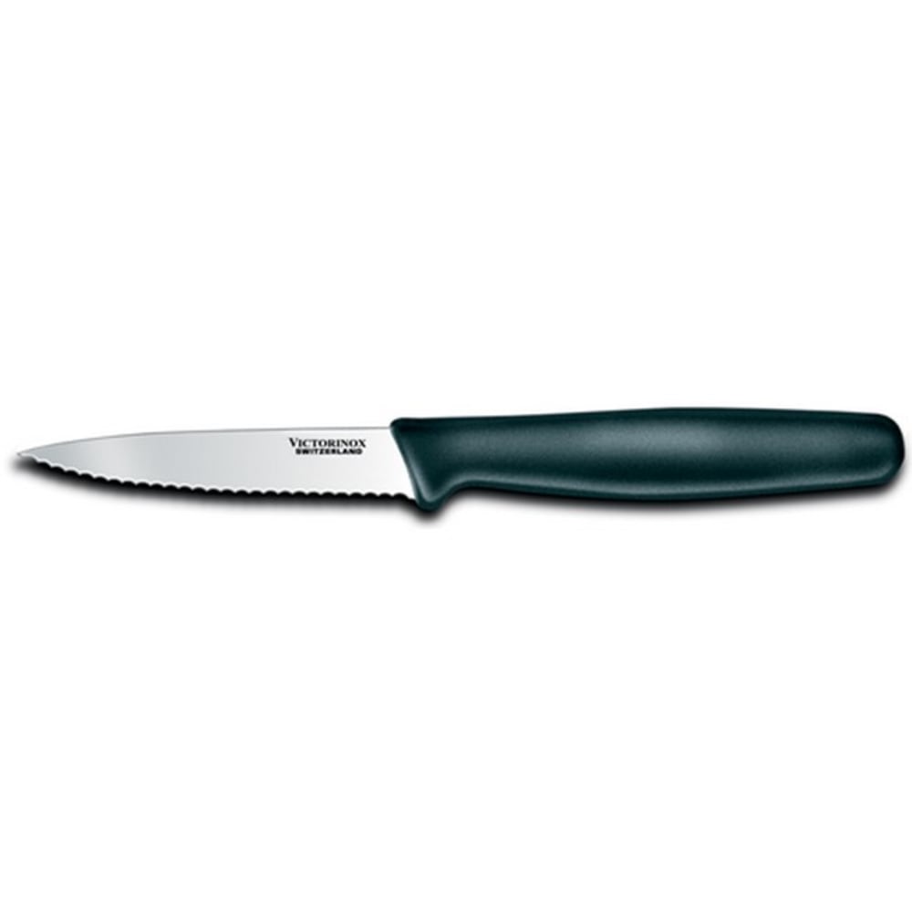 Victorinox Serrated Paring Knife, 3-1/4in, Black Handle