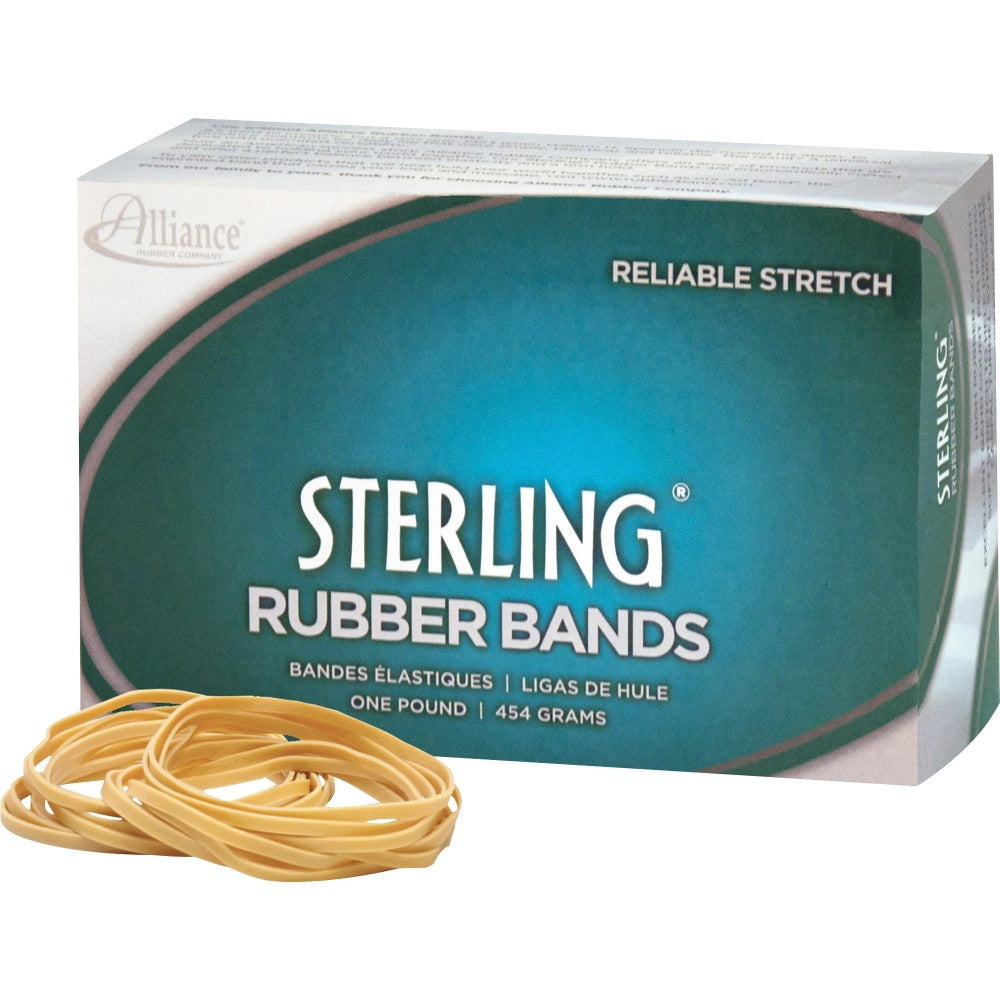 Alliance Rubber 24645 Sterling Rubber Bands, Size #64, 2 1/2in x 1/4in, Natural Crepe, Approximately 425 Bands